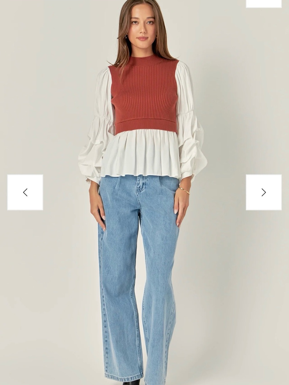 English Factory mixed media top, size M